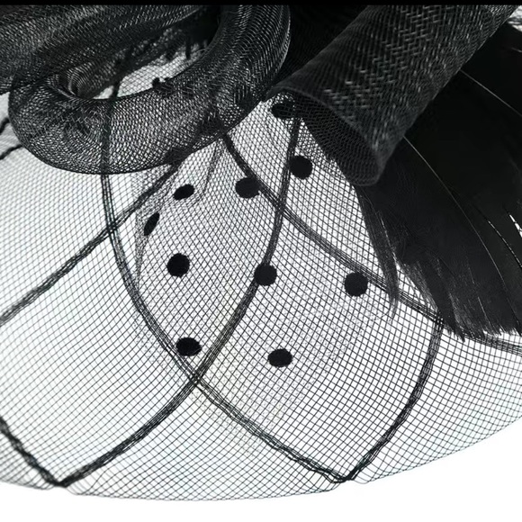 💕Wedding bridal hat or tea party with face veil and feathers - Picture 5 of 6